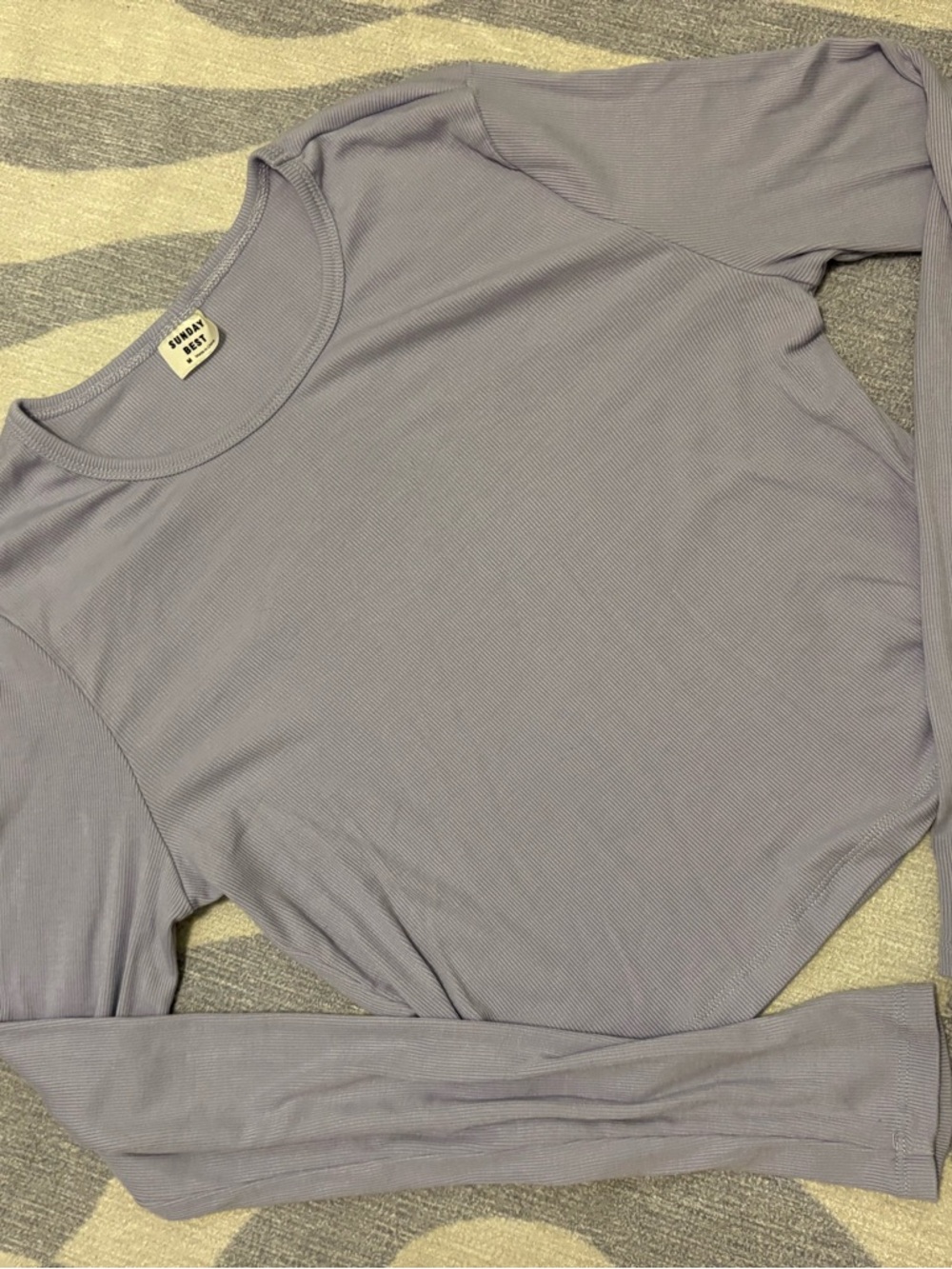 A New Day Lilac Long-Sleeve Ribbed Crewneck Top